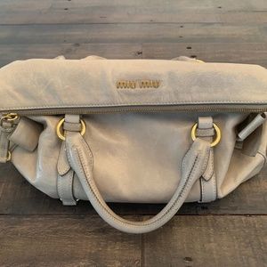 Miu Miu Vitello Lux Medium Bow Bag Pomice